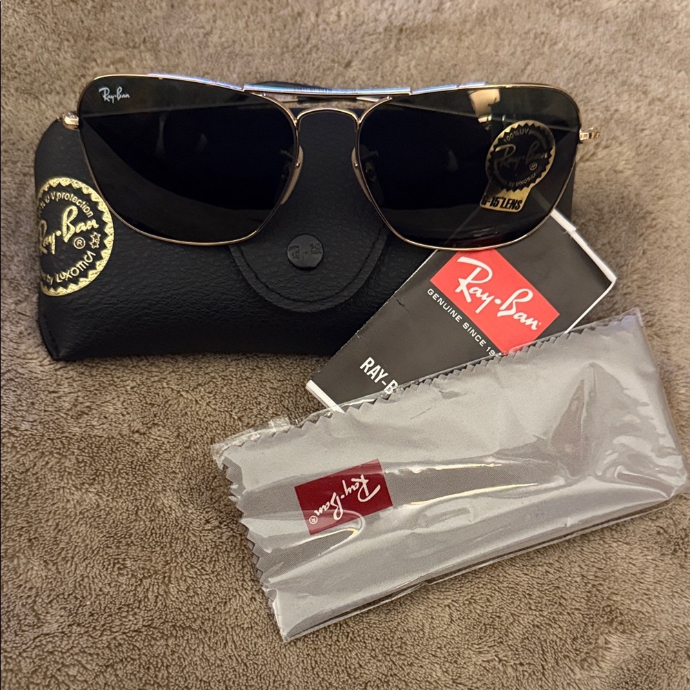 Ray-Ban Gold and Black Aviator Sunglasses